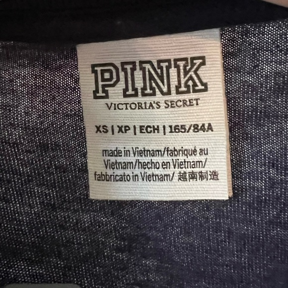 PINK Victoria's Secret Long Sleeve Shirt - Navy with Sequin Logo - Picture 2 of 5